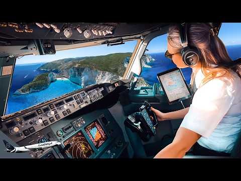 BOEING 737 Gusty LANDING Greek Island ZAKYNTHOS Runway 16 | Cockpit View | Life Of An Airline Pilot