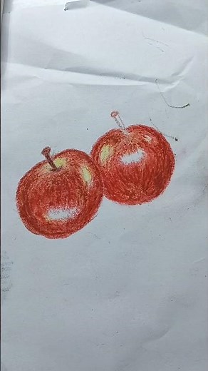 🍎 Beautiful Apple Oil Pastel Drawing Tutorial for Kids 🍎