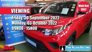 Looking for a car? Join us for our Absa Boksburg vehicle webcast auction on Tuesday, 4 October! We'll be auctioning off over 200 vehicles of various shapes and sizes, so you're sure to find the perfect car for you. https://bit.ly/3E2vNeg Date: Tuesday 4 October 2022 at 10:00 Viewing: Friday 30th September and Monday 3rd October, 2022 from 09:00-15:00 Location: ABSA Trade Centre, 8 Top Road, Anderbolt (Gauteng) Contact Person(s): For viewing - Anna 011 789 4375 For queries - Gary, Johan, or Pam o