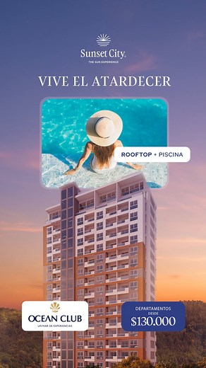 En Sunset City cada detalle está pensado para que vivas el atardecer a tu manera 🌇 Tu departamento del Ocean Club, combina el confort, la exclusividad y la mejor vista frente al mar. 🏡 Departamentos desde $130.000 💰 Reserva ahora con $1.000 📍 En el corazón turístico de Playas 👉 Compra ya y comienza a disfrutar tu vida en el atardecer. | Sunset City