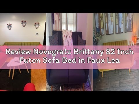 Review Novogratz Brittany 82 Inch Futon Sofa Bed in Faux Leather, Upholstered Couch Sleeper with Tuf