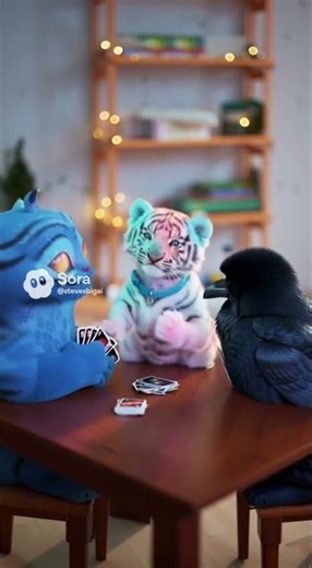 Cats playing uno card game