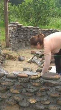 EP_4 How To Building Stone House, Build Walls Stone - Build Log Cabin - Green Forest Farm