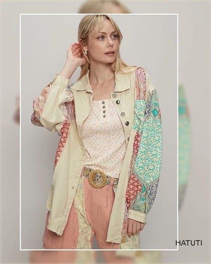 POL Printed Button Up Oversized Shirt