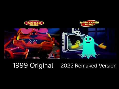 Pac-Man World & Pac-Man World: Re-Pac cutscenes in side-by-side comparison