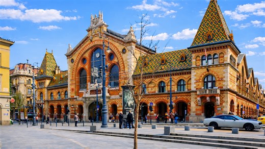 Why is this colorful market building famous in Hungary?