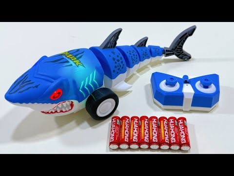 Unboxing shark remote control car, dancing yellow duck, remote control police car, racing car