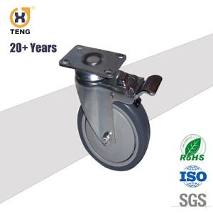 [Hot Item] Wholesale Trolley Wheel Caster 5 Inch TPR Wheels with Brake
