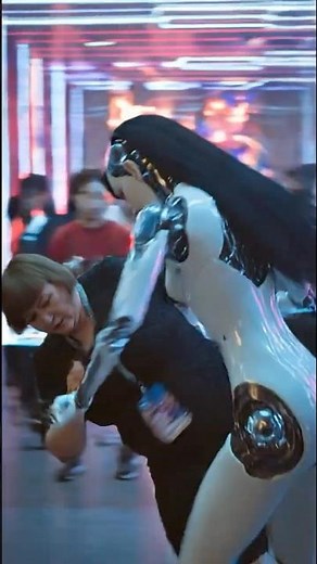 Woman attacks android — unexpected scene 😱💥#AIgirl #RobotAttack #Viral