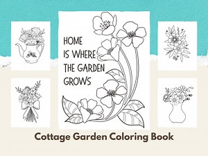 Cottage Garden Coloring Book – 26 Botanical Garden Pages   Bonus PNG Line Art (printable PDF) - Etsy