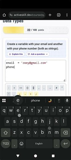 Python Integer&String Variables Exercise (On ActiveSkill) #python #learnpython #coding #programming