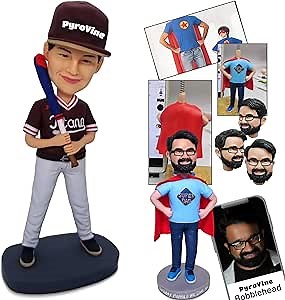 Baseball Bobble Heads! Bobbleheads Customized - Handmade Personalized Baseball Player Bobblehead, Great for Celebrating Achievements, Perfect for Desk or Trophy Shelf.