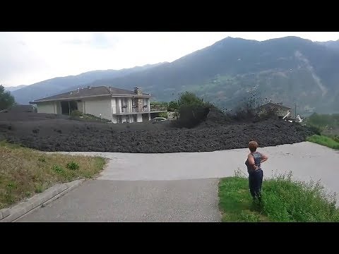 Mudslide barrels through Swiss town