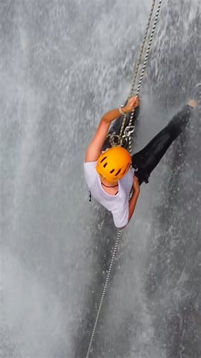 Waterfall Rappelling Adventure | Extreme Nature 🌊🧗 #rappel #rappelling #shorts #waterfall #sports