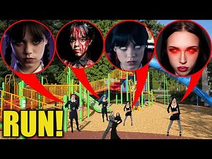 drone catches EVIL WEDNESDAY ADDAMS CLONES at this HAUNTED PARK (SHE FOUND STROMEDY)