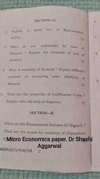 Micro Economics Paper for B Com First Sem