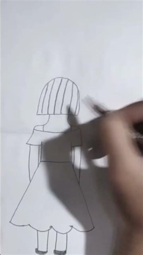 Beautiful Girl Back Pose Drawing for Beginners 🎨