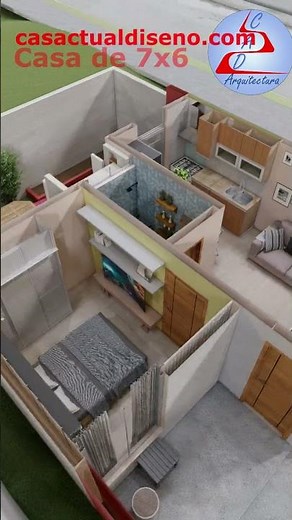 CASA Pequeña Moderna de 7x6 una planta #arquitectura #casapropia #casa