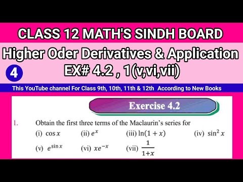 Class 12 Maths Unit 4 Exercise 4.2 Question 1(v,vi,vii) Higher Order Derivatives and Application