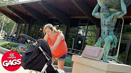 Statue Crushes Crying Baby Prank | Just For Laughs Gags