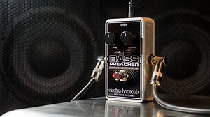 Introducing the BASS PREACHER, a compact compressor/sustainer designed specifically for the powerful low frequencies and massive dynamic range produced by the modern bass guitar. Its fully adjustable controls can subtly transform the dynamic qualities of the bass or take them to the extreme. From transparently leveling out notes so they sit in a track to creating an intensely squashed sound, the BASS PREACHER helps spread the gospel of great bass tone! www.ehx.com/products/bass-preacher | Electr