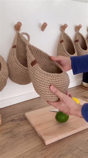 Jute Basket, Wall Hanging Basket for Kitchen Organizer and Vegetable Storage, Hanging Fruit Basket - Etsy