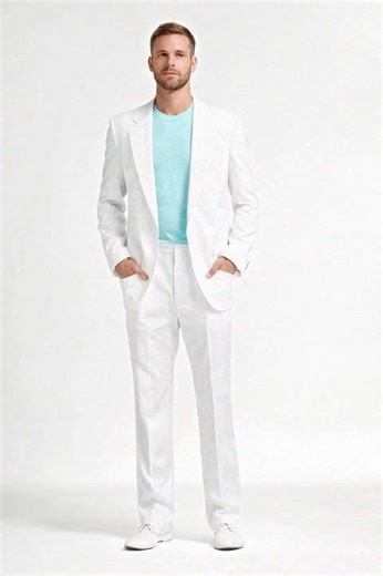 Mens Don Johnson Miami Vice White Suit Costume