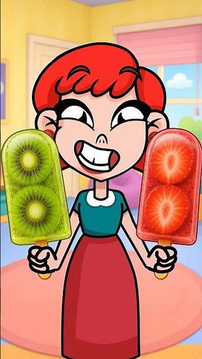 Yummy fruit ice-cream 🍊🍦 Mom shows us how to share! #forkids