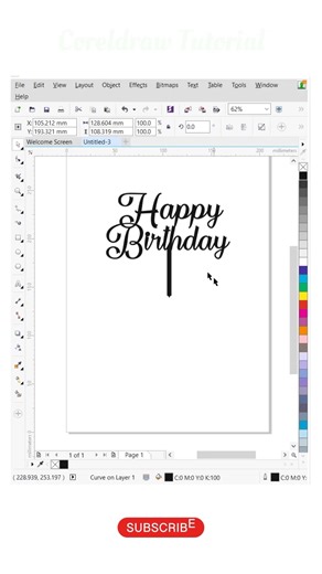 Create a cake tooper design in a Coreldraw software #shorts