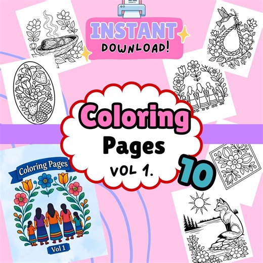Native Floral Coloring Pages – Instant Download - Etsy