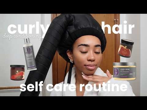 deep conditioning natural hair | trying NEW products + 3c/4a Curly Hair Wash Day routine