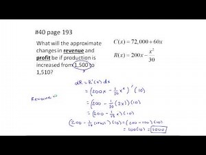 Using Differentials to Solve Problems in Business Calculus (MTH 145 Section 3-6 )