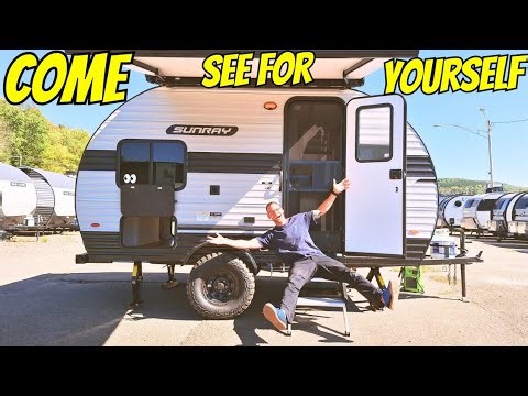 EXPLORE cool tiny camper with real dinette & wetbath, under 2500# by @sunsetparkrvmanufacturing5845