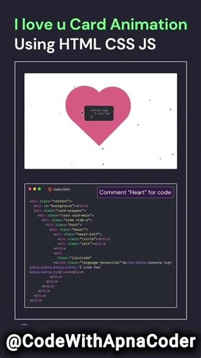 I Love You Card Animation ❤️ | HTML CSS JS #shorts #webdevelopment #coding #html