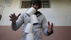 Palestinian artist masters rare skill of balancing objects