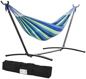Portable Hammock Stand with 2 Person Heavy Duty Steel Stand,Hammock Stand with Space Saving Steel Stand Includes Carrying Case with Space Saving Steel Stand Outside Garden Yard Outdoor (Blue)