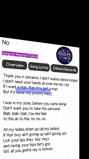 No | Meghan Trainor 🎶 #meghantrainor #no #lyrics #foryou #rinzzlyrics