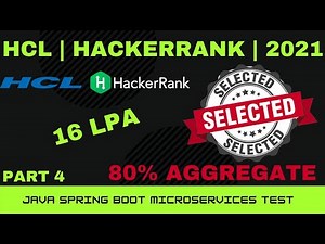 HCL | HACKER RANK | JAVA-SPRING BOOT-MICROSERVICES-TEST | REAL-TIME | 2021 PART - 4