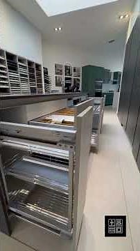 Ex Display Leicht Olive Grey & Robinia Kitchen with Pocket Doors & Island