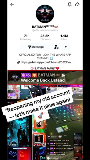 “My old account is back in action! Watch, like & support @BATMAN🦇 @AJ @WAQAR 🦇 @Anant Ambani @ELEVEN❤️🦇 @PAPA BILLS @Alee