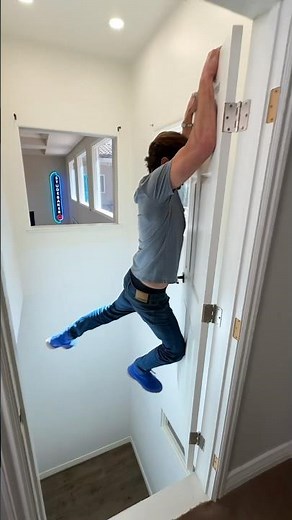 Dad builds 2nd floor trampoline jump!