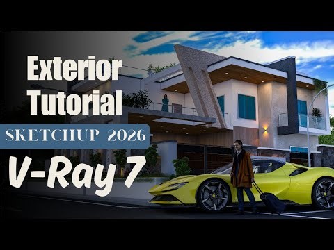 Complete SketchUp House Design Tutorial for Beginners | Easy Modeling, Elevation & V-Ray Rendering