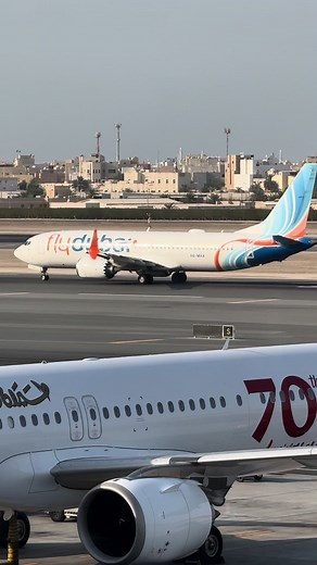 Fly Dubai B737 Max Ready for Takeoff in Bahrain Airport