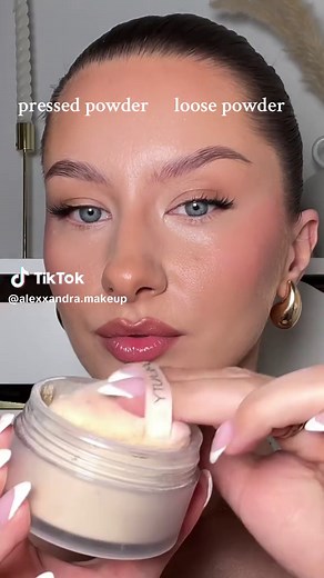 Which side do you prefer?☁️ pressed vs loose setting powder🦢 @Laura Mercier new pressed translucent powder & loose translucent setting powder✨ #settingpowder #makeup #pressedsettingpowder #loosesettingpowder #lauramerciertranslucentpowder #makeuphacks #makeuptutorial #viralmakeup