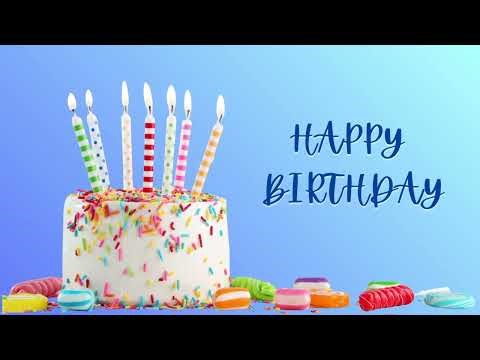 Happy Birthday Background 🎂 2 Hour Blue Party Wallpaper & Music | Cake & Candles Celebration Screen