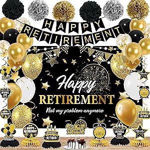 Amazon.com: Holkcog Happy Retirement Party Decorations for Men Women Large Black Gold Retire Banner Balloons Honeycomb Centerpiece Swirl Paper Pompoms Party Supplies, Retirement Party Centerpiece Set : Home & Kitchen