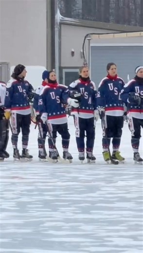 Iconic! ❄️ The national anthem before the USA-Sweden game this morning was a moment to remember, with snow falling peacefully on the beautiful outdoor rink as the music played. . Bandy World Championships are about so much more than wins and losses; it’s the moments like these that stick with players for a lifetime. 🇺🇸🌨️🌲 #USABandy #WBWC2026 | USA Women's Bandy