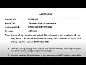 IGNOU MMPC-017 Solved Assignment Jan 2025 | July 2025 [FREE] IGNOU MBA Advanced Strategic Management