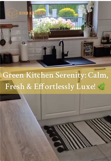 Green Kitchen Serenity: Calm, Fresh & Effortlessly Luxe! 🌿✨ March 2026 kitchen mood: craving calm, nature-inspired vibes to start spring right? This sage green beauty with seamless wood accents is giving peaceful luxury – open, airy & family-ready! Hook: Slow glide from doorway into full kitchen view → close-up zoom on matte sage cabinets & soft wood grain → quick cuts to under-cabinet glow lighting herbs, hidden storage reveal & marble-look countertop shine → fun text “Stressed kitchen? This o