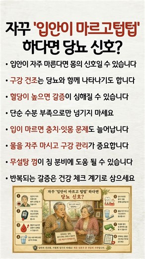 자꾸 '입안이 마르고텁텁' 하다면 당뇨 신호? #구강건조 #당뇨신호 #건강상식 #혈당관리